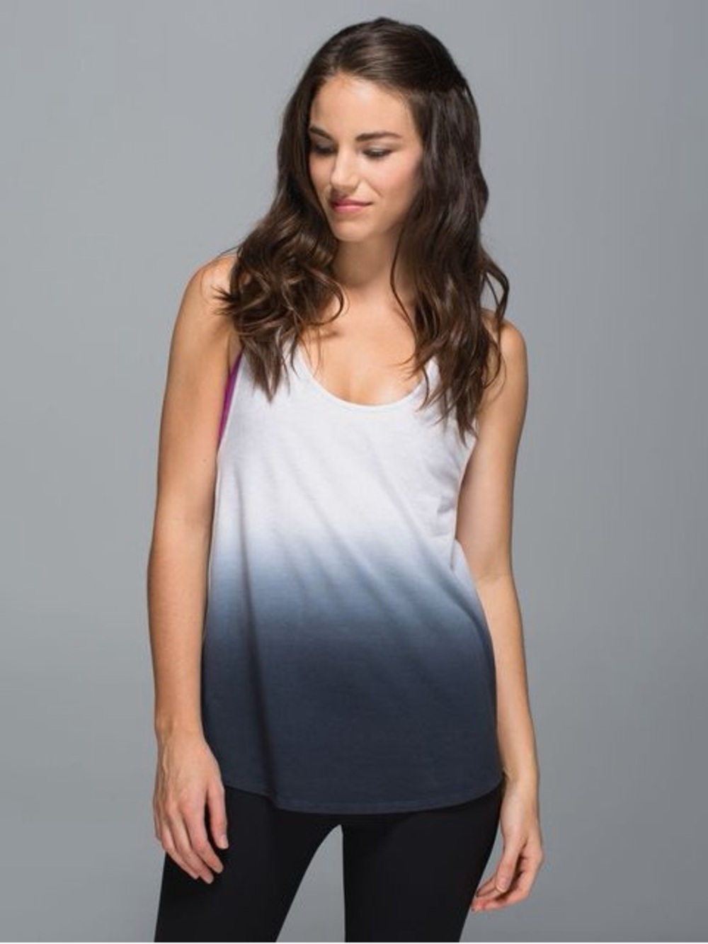 Lululemon Om racerback tank Heather White /
Blue / charcoal gradient
